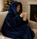 Oversized Sherpa-Lined Hooded Blanket with Pocket